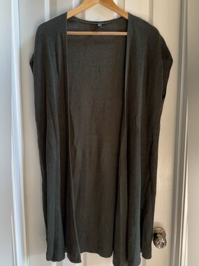 Eileen Fisher Sleeveless Sweater Duster M Black Whimsigoth Casual Chic Ethereal